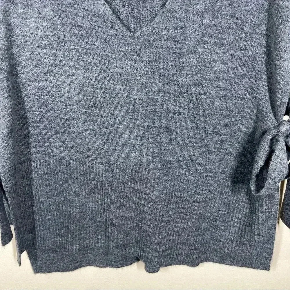 XCVI Womens Gray Vneck Kerby Sweater Vest Cooled Cinder Size Large Tie Details